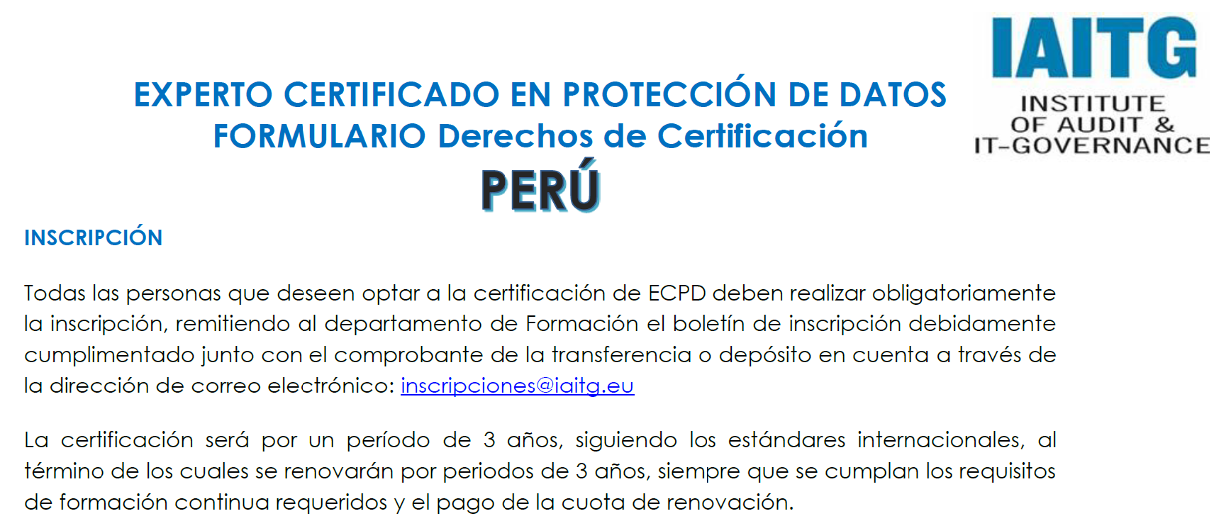 ECPD- Formulario Inscripción al Examen